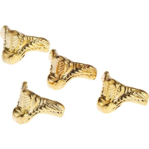 4pcs/set Golden Corner Protectors Angle Brackets W/screws Photo Album Menu Notepad Bag Folder Decor Table Leg Wood Box 29*17mm
