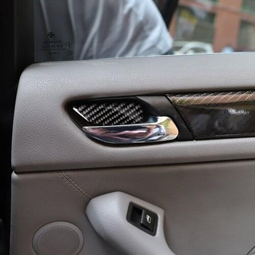 4pcs Real Carbon Fiber Solid-color Car Interior Inner Door Bowl Stickers Trim for BMW 3 Series E46 1998-2005 Model Accessories