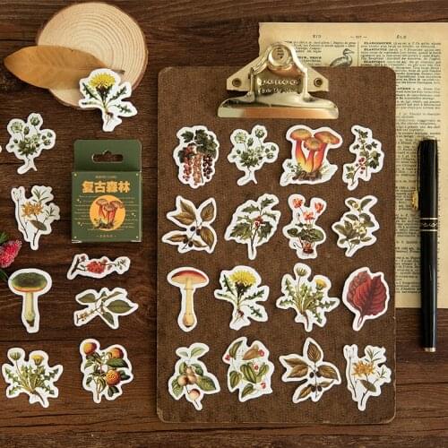 46 Pcs/box Vintage Forest Retro Sticker Decoration Diy Album Plant Sticker Seal Affixed Mushroom Stationery