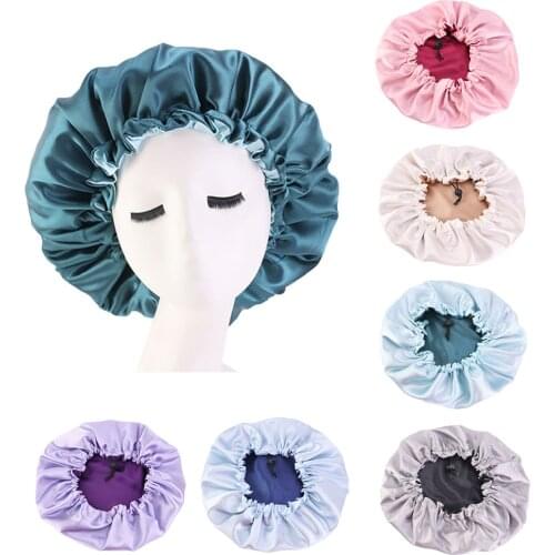 6 Pieces Satin Bonnet Double Layer Reversible Adjustable Sleep Cap Bonnet