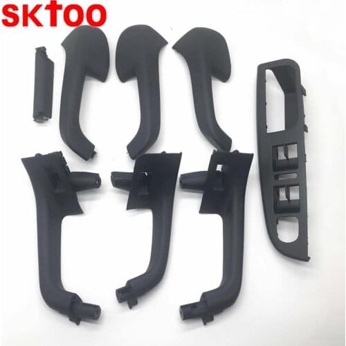8PCS Black Interior Handle Door Grab Window Switch Bezel Cover For VW Volkswagen Golf 5 GTi MK5 Jetta Inner Armrest 1K0 868 040B
