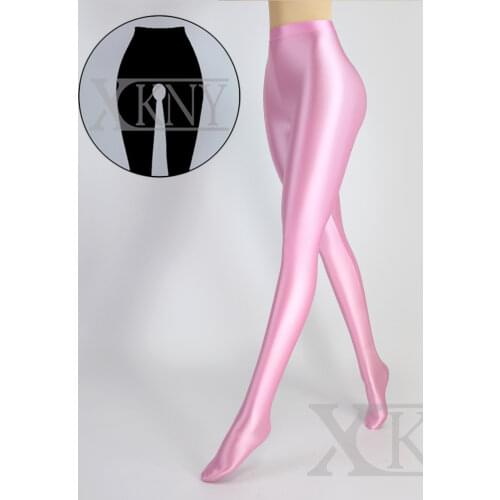 Oil glossy smooth opaque pantyhose Open crotch pants bright wet tights sexy silk stockings Japanese slim high waisted women