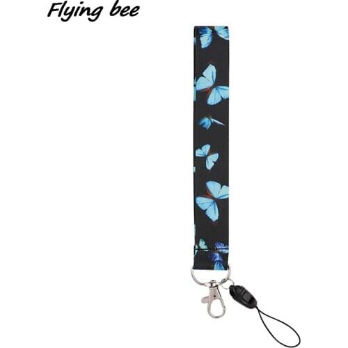 X1921 Blue Monarch Butterfly Short Lanyards Id Badge Holder Keychain ID Card Pass Gym Mobile Badge Holder Lanyard Key Holder