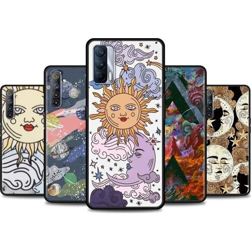 Phone Shell For Realme V15 V13 GT Neo C25 C21 C20 C15 C11 C3 8 7 6 X50 Q2 Pro Q2i Fundas Cover Case Capa Funny Sun Moon Face