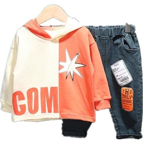 Spring Autumn New Baby Boys Girls Clothes Children Cotton Hoodies Jeans 2Pcs/sets Toddler Fashion Sports Costume Kids Tracksuits