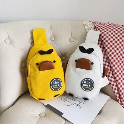 Children Crossbody Bags Kids School Bag Canvas Chest Bag Shoulder Bag For Baby Kids Cute School bag boy girl light Bag Duck bag