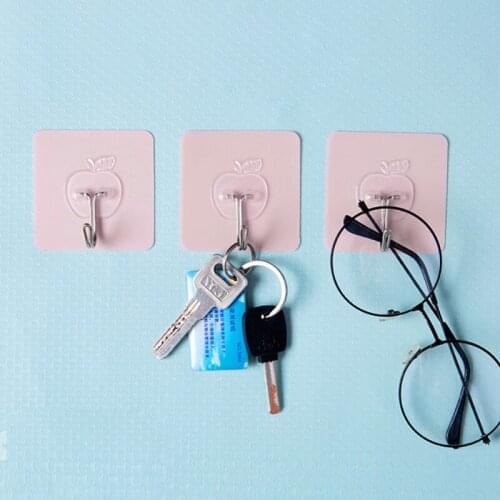 40PCS Strong Sticking Wall Hook Adhesive Hangers Multi-Purpose Home Kitchen Bathroom Seamless Magic Storage Pink Hangers Hooks