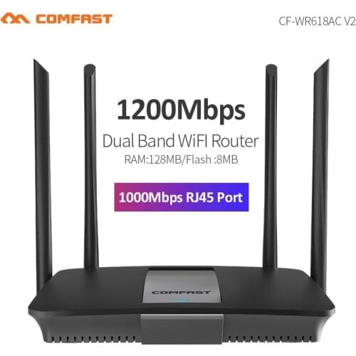 Gigabit Dual Band Smart Wireless WiFi Router 2.4G&5GHz 1*10/100/1000Mbps Wan/Lan Port High Gain 4*6dBi Antennas Access Point