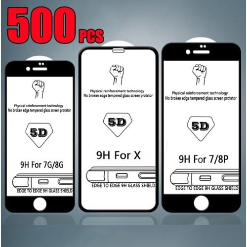 500pcs 5D Curved Tempered Glass Full Covrage Flim Guard Screen Protector For iPhone 12 Mini 11 Pro Max XS XR X 8 7 6 6S Plus SE