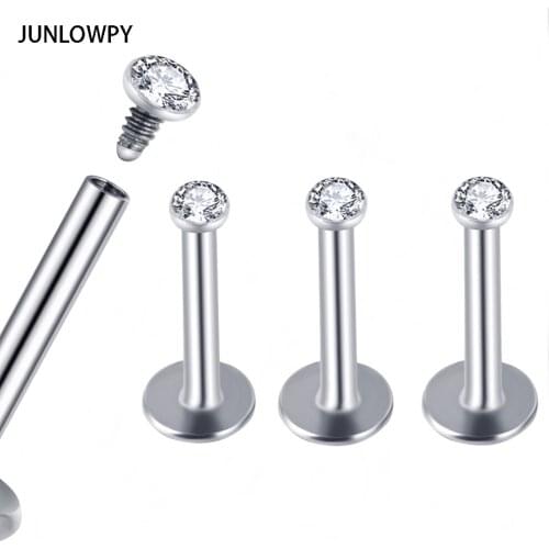 JUNLOWPY Fashion labret ring free shipping 120pcs/lot body piercing jewelry stainless steel clear lip stud 1.2*6/8/10*2mm