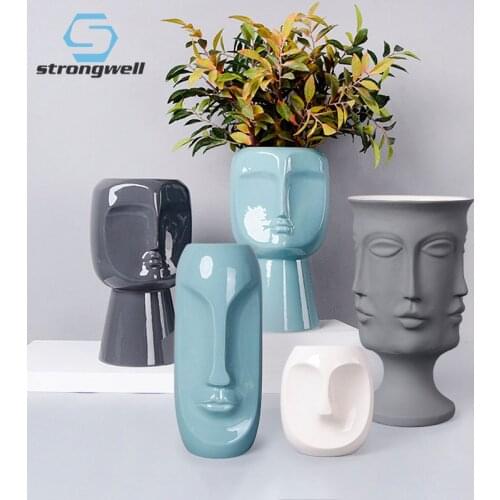 Strongwell Ceramic Flower Vase Hydroponics Home Decoration Accessories Living Room Decoration Flower Ararngement Wedding Gifts