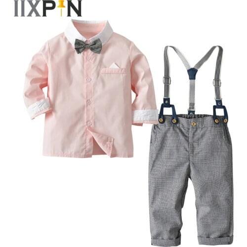 2Pcs Kids Baby Boys Clothes Set Boys Suits Gentleman Long Sleeve Shirt Pants Children Clothing Outfits Wedding Party Costume