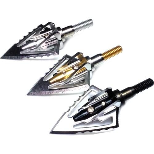 Hot Sell 3pcs Black Fighter Style Blade Broadheads 100Grain Archery Arrow Heads Hunting Points Free Shipping
