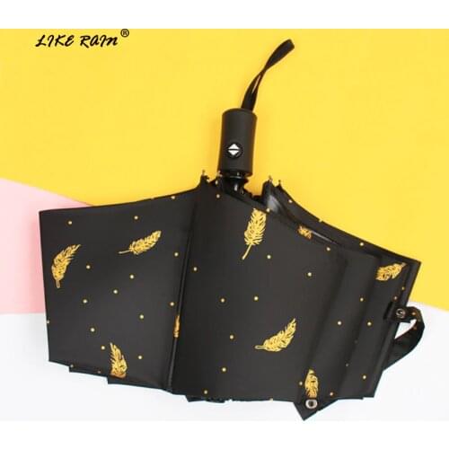 LIKE RAIN Automatic Folding Umbrella Rain Woman Creative Windproof Childrens Umbrella For Rain And Sun Anti UV Parasol UBY04