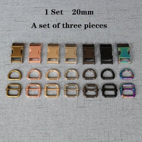 1 Set 20mm Metal Hardware D Ring Belt Straps Slider Side Release Buckle Spring Hook High Quality Accessories 3JT20mm07L