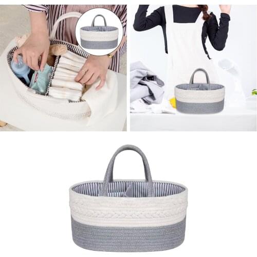 Cute Baby Diaper Caddy Organizer, Large Basket Cotton Rope Nursery Storage Bin/Caddy Carrier Tote Bag, Baby Shower Gift