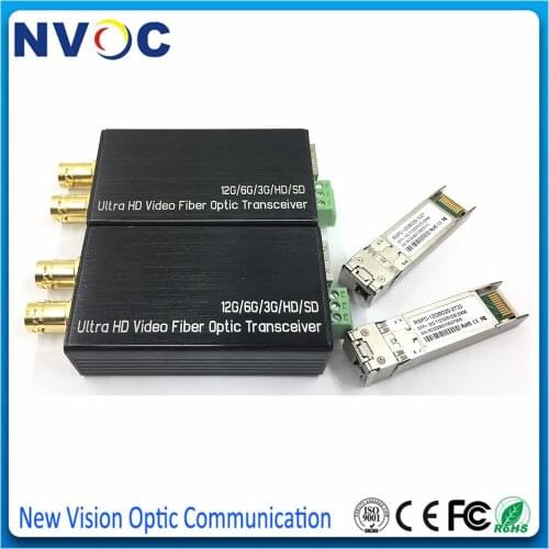 Mini 1Ch UHD SDI Fiber Extender with 1Ch Tally Support 4K*2K@60hz,SM BIDI 20KM LC SFP Mini 12G-SDI Video Over Fiber Converter
