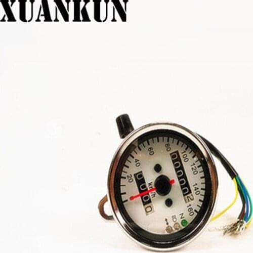 XUANKUN Motorcycle Parts Modified Odometer Black Plating Instrument with Neutral