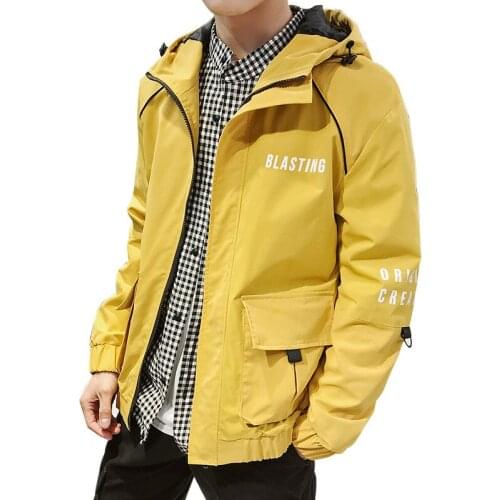 Men Polyester Camouflage Zipper Hooded Jacket Without Collar Fashion Trench Coat