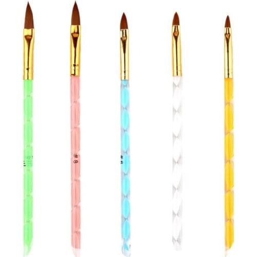 5Pcs Nail Art Brush Tools Set Acrylic UV Gel Builder Painting Drawing Brushes Pens Cuticle Pusher Tool Nail Brush