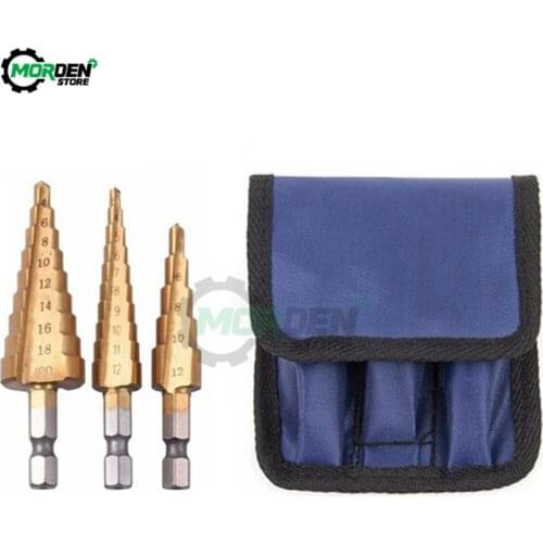 Drill Bit Set New 3-12mm 4-12mm 4-20mm HSS Straight Groove StepTitanium Coated Metal Hole Cutter Core Drill Bit Set With Bag