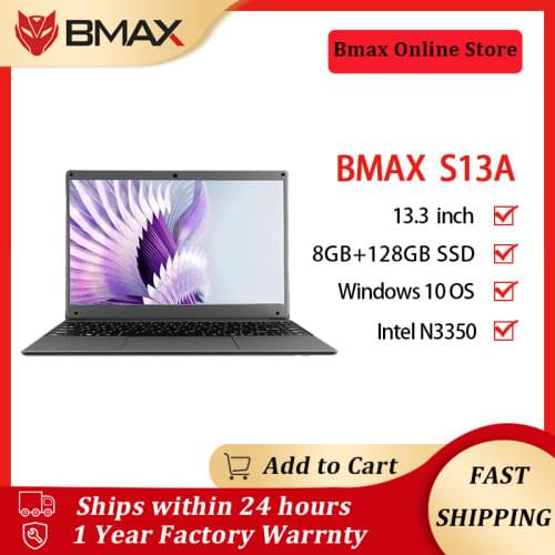 Newest Laptop BMAX S13A 13.3" Intel N3350 1920x1080 IPS Notebook 8GB RAM 128GB ROM Laptops Windows 10 Computer