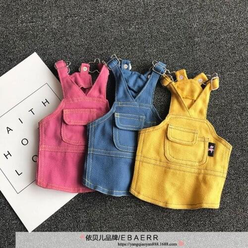 Strap Dress Cowboy Dog Clothes Skirt Dogs Clothing Pet Outfits Small Spring Summer Yorkies Print Yollow Girl Ropa Para Perro