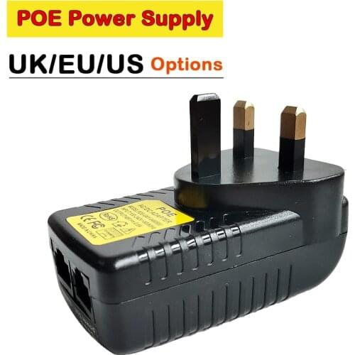 CCTV Security 48V 0.5A 24W POE Wall Plug POE Injector adapter Ethernet IP Camera Phone POE Power Supply UK US EU Plug Options