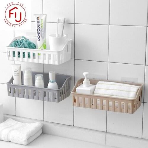 Punch-free Bathroom Shelf Adhesive Storage Rack Corner Shower Shelf Kitchen Home Decoration Storage Basket Bathroom Accessories