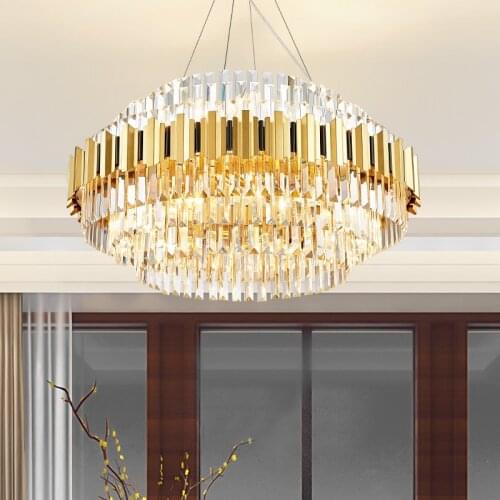 Popular Hot Sale European Luxury Golden Crystal Dining Room Pendant Lamp Hotel Home Decoration Royal Chandelier