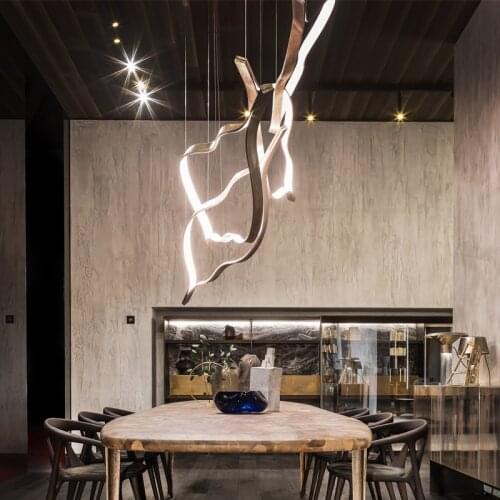 Postmodern minimalist creative dining room chandelier Nordic oval shape bar counter living room lobby chandelier