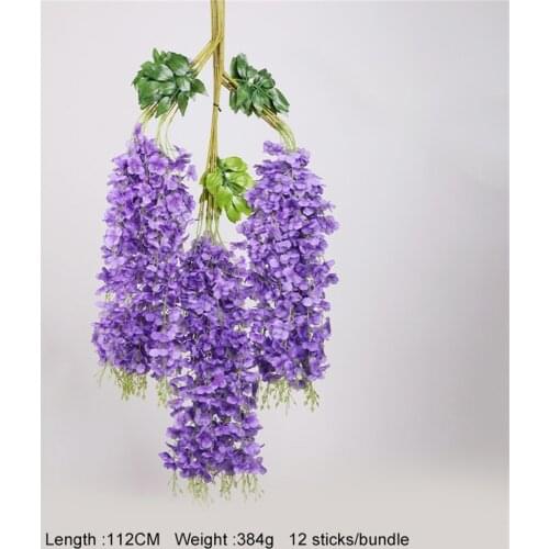 Holiday 12 Pack Clove Artificial Fake Wisteria Vine Rattan Hanging Garland Silk Flowers String Home Party Wedding Garden Decor
