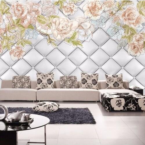 3d Relief Soft-bag Flower Wallpaper Mural for Living Room Sofa Backaground 3d Photo Mural 3d Wall Mural 3D Flower Wall paper