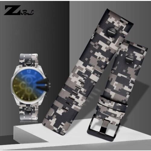 Genuine leather watch strap 24mm 26mm 28mm watchband for d-iesel DZ4324 DZ7311 DZ7396 watches band Camouflage color with rivets