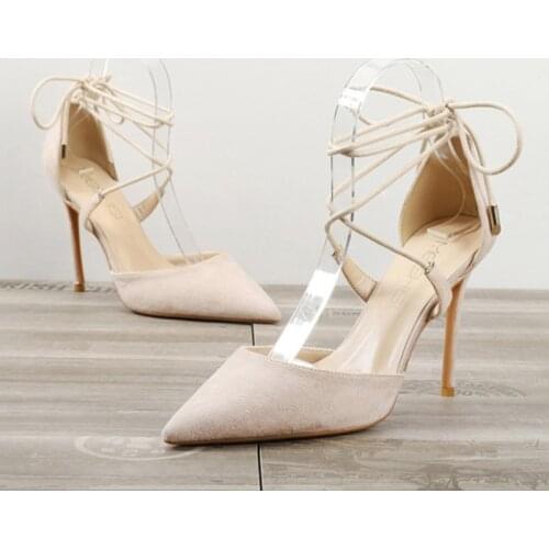 Sexy Womens Sandals 2021 Cross Strap Shallow Single Female Shoe Summer New Model Pointed High Heels Women Thin Heel Sandallies