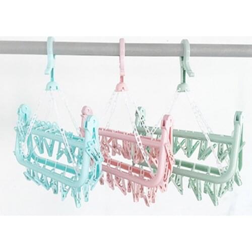 Folding hanger plastic 32 windproof hanger Clothespins, multiple clips, clothes hangers, multiple clips, drying racks