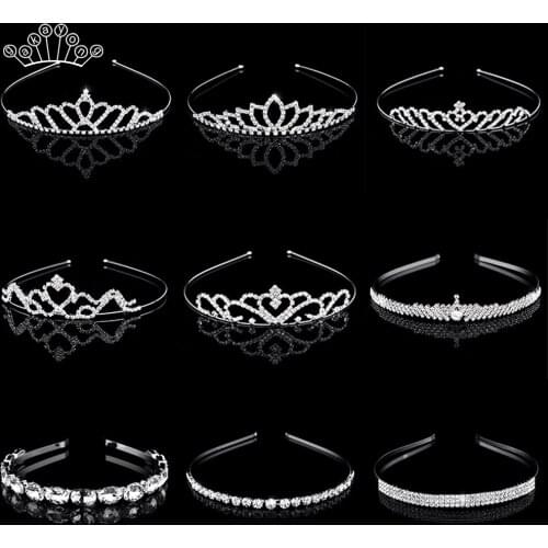 Trendy Bridal Princess Tiara and Crown Wedding Hair Jewelry Crystal Rhinestone Headband Girls Children Hair Accessories