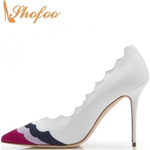 Multicolor Curvy Stilettos Pumps Woman High Thin Heels Pointed Toe Ladies Office Shoes Mature Fashion Large Size 34 36 Summer