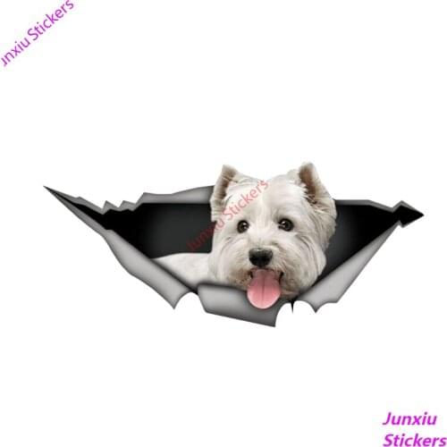 West Highland White Terrier Car Sticker 3D Pet Graphic Vinyl Decal for Window Laptop Bumper Cover Scratches Decoration KK13*6cm