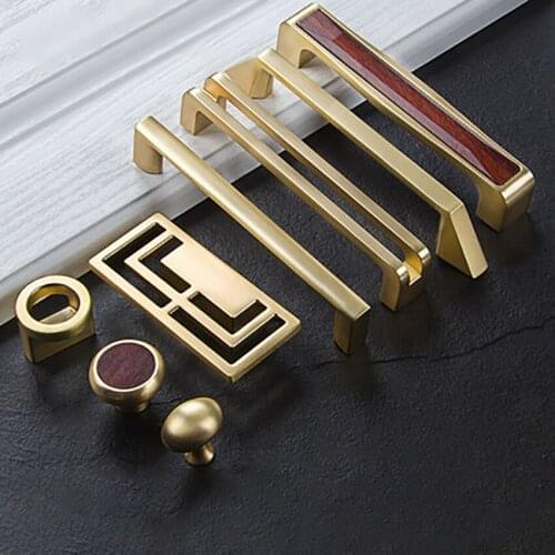 Gold Cabinet door handle drawer gold wood pattern modern cabinet wardrobe door pulls single round furniture knobs multi-type NEW