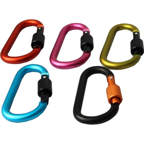 1Pcs Aluminum Carabiner D-Ring Clip Hook Climbing Keychain Screwgate Screw Locking