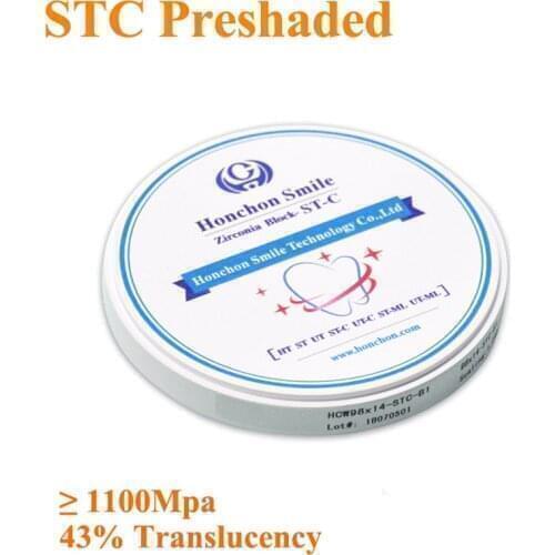 1PC 98*14mm STC Preshaded Dental Zirconia Disk Vita 16 Shades Available for Open CAD CAM System