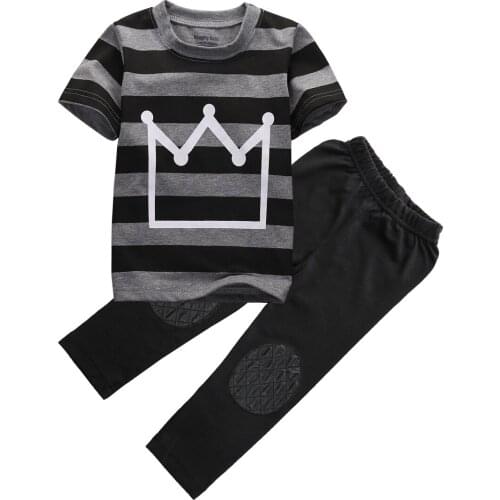 2pcs Newborn Toddler Infant Kids Baby Boy Casual Clothes T shirt Tops Pants Outfits Set 2-8T