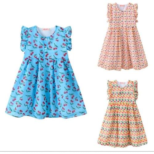 2021 Summer Girls Dress Cute Cherry Baby Princess Birthday Party Baby Dresses Costume Toddler Infant Kids Clothing