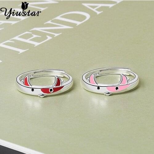 2021 Zodiac OX Trendy Adjustable Bull Rings for Women Jewelry Colorful Cute Animal Rings Lover Couple Unique Gift Wholesale