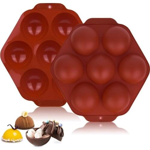 3 PCS Medium Semi Sphere 7 Cavity Round Silicone Baking Mold Round Dome Cake Mold for Mousse Chocolate Bombs Jelly