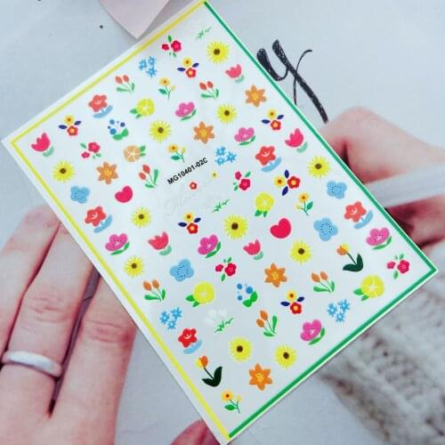 3d DIY Back Glue Adhesive Embossment Nail Stickers Smiles Sunflowers Dry Nail Deals Nail Art Manicure Women Girls Party Gifts