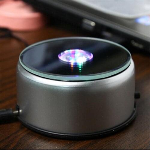 4 LEDs Luminous Base Light Crystal Glass Transparent Objects Display Laser Colorful Round Stand Base for Cocktail