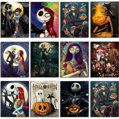 Diy 5D Diamond Painting Nightmare Before Christmas Full Square / Round Drill Crystal Mosaic Picture Halloween Diamond Embroidery