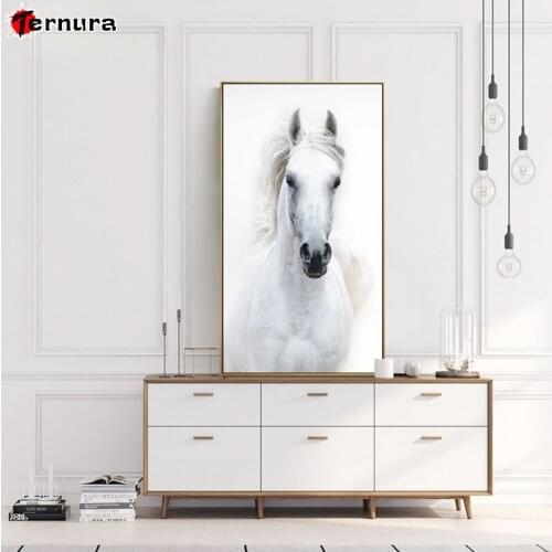 DIY Diamond Painting Cross Stitch White horse animal Full Square Drill 5D Pictures Rhinestones Diamond Embroidery Handmade large